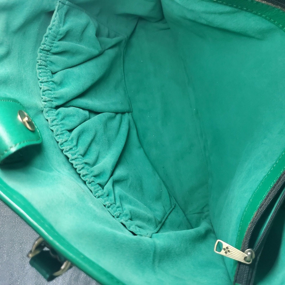 Patricia Nash Adeline Soft Green Leather Floral Embossed Tooled Tote Bag Brass - Picture 14 of 16